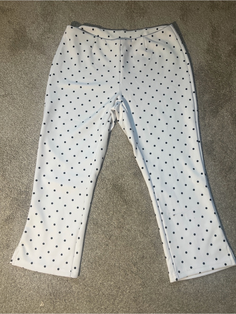 White Polka Dot Knit Pants